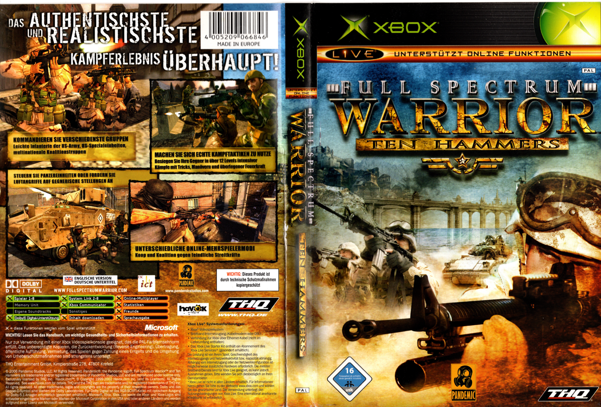 Full Spectrum Warrior Ten Hammers box art for Xbox